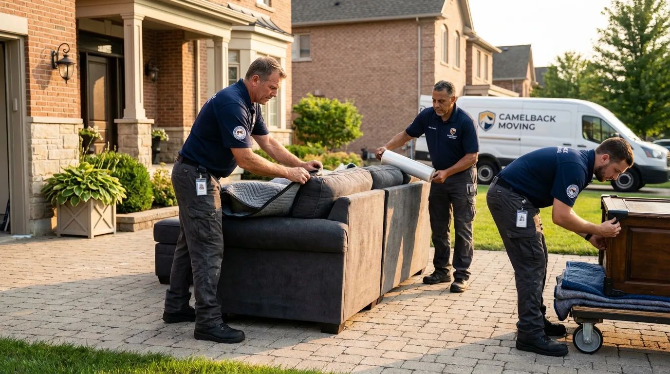 Large estate moving crew wrapping furniture in Chase City, VA